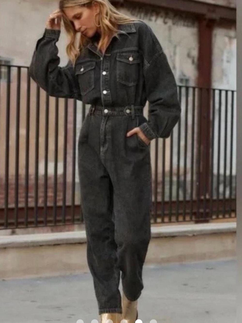 12th Tribe + Salty Blonde Black Women's Denim Jumpsuit -size S/M